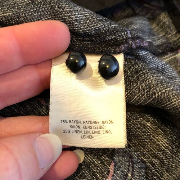 Anthropologie Maeve black pink floral balloon sleeve linen blend top size Medium - Picture 9 of 15